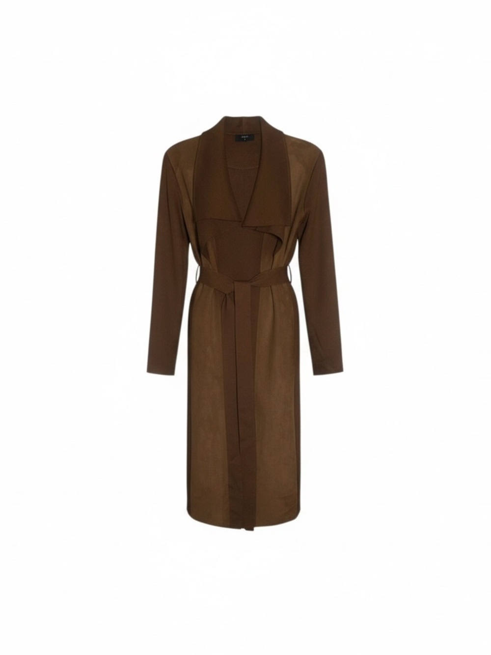 Tahari Chestnut Brown Open Front Knit Cardigan